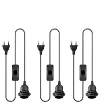 1,8M Euro-Flachstecker-Stromkabel mit 303-Schalter, EU 303 Tischlampenkabel, E27 Schwarzes Lampenkabel für Bastelarbeiten