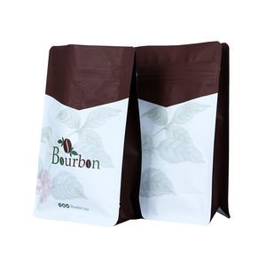 Bolsas de café blancas Bolsa de café <span class=keywords><strong>con</strong></span> cremallera de fondo plano de pie de alta barrera <span class=keywords><strong>con</strong></span> válvula de liberación de aire - Product Image 4