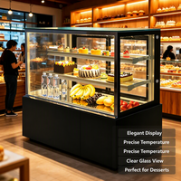 Vitrine Réfrigérée Commerciale à Angle Droit pour Gâteaux, Pâtisseries et Desserts, avec Refroidissement par Air, Verre Trempé Anti-buée et Éclairage LED