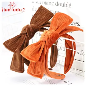 bowknot solid color wide band hair bowknot velvet headband