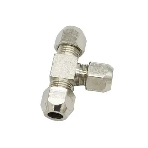 Air BCPE Pneumatic Union Tee Compression Fitting in Brass Nickle plated 6mm Stable Connector for Nylon Tube Quick Rapid Fittings