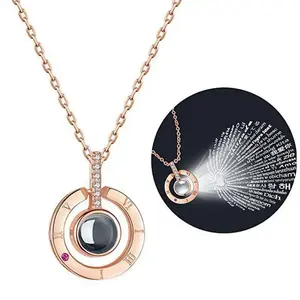 Fashion Projection Necklace 100 Languages I Love You Pendant Jewelry For Lover Girlfriend 2023 Trendy Romantic Couple Necklaces