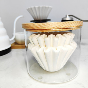 Boîte de rangement pour filtres à café avec couvercle en bois, pour filtres en papier et filtres à gâteau, design minimaliste, taille moyenne - Product Image 3