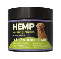 Friandises à mâcher au chanvre pour chiens : Soutien apaisant et articulaire, soulagement du stress et de l'anxiété, soin de la mobilité du cartilage, camomille, valériane, glucosamine