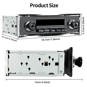 モダンBTパーフェクトレトロルック クラシックフォルクスワーゲンビートル ポルシェ オールドメルセデス ヴィンテージスタイル カーラジオ シングルDINヘッドユニット - Product Image 5