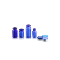 Flacon en verre tubulaire bleu miniature vide de 3 ml, 5 ml, 7 ml, 10 ml, flacon de test avec bouchon et joint en caoutchouc
