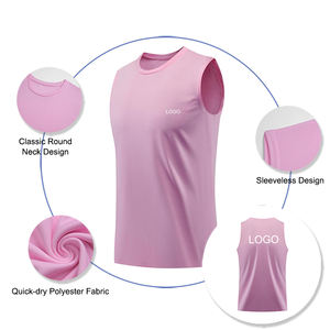 Débardeur de course pour homme avec logo personnalisé, 100 % polyester, t-shirts sans manches pour le basketball, débardeurs de sport pour la gym - Product Image 2