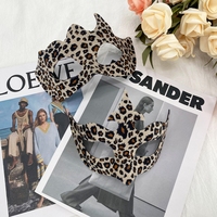 Accessoires de costume léopard : Bandeau oreilles de chat imprimées, nœud papillon léopard, queue et masques pour femme adulte, pour fête d'Halloween et cosplay