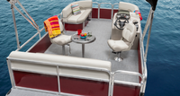 Petit bateau ponton extensible de 15 pieds avec cabine fermée et échelle à vendre