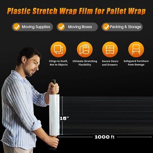 Film étirable BETU 15 pouces 1000 pieds, film plastique industriel imperméable pour déménagement - Product Image 5