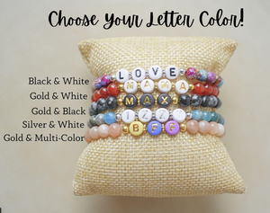 <strong>Personalised</strong> Bracelet Custom Name KATE Gemstone Beaded Bracelet Dainty Handmade Birthday <strong>Gift</strong> for Mom Daughter - Product Image 6