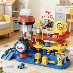 Ensemble de jeu Pray Orbit Adventure Train avec piste de glisse électrique à 4 niveaux, jets de vapeur, lumières, sons, 6 voitures ABS, jouet interactif - Product Image 4