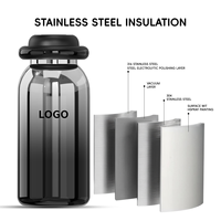 Botella de Agua Aislada al Vacío de Acero Inoxidable con Degradado Cromado, Termo Reflectante con Diseño de Asa Sin Costuras, Estilo Moderno y Elegante