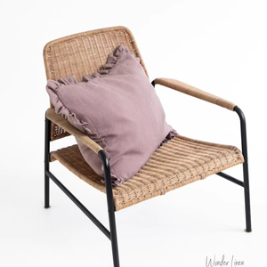 Malva Taupe Rosa Sólido 100% Algodón Suave con volantes Lavado a la piedra Estilo de granja Tamaño Queen Punto 200TC Cojines decorativos - Product Image 5