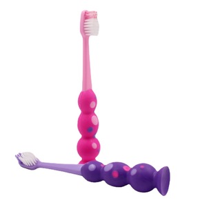 Brosse à dents manuelle pour enfants, design coloré avec ventouse, poils doux et manche ergonomique - Product Image 5