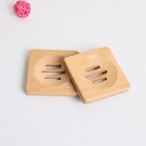 Bamboo Soap Dish Natural Square Wood Soap Box Bar Soap Tray Holder Storage Rack Container for Bathroom