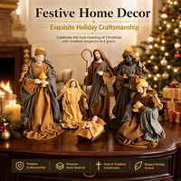 Lot de 6 figurines de crèche en résine faites à la main, Sainte Famille et les Trois Rois Mages, pour décoration de Noël sur table ou à la maison