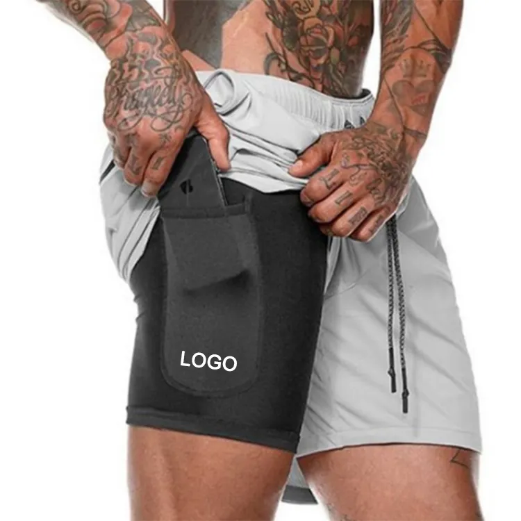 Summer Quick-Drying Fitness Sports Shorts Fashion Custom Double Layer Gym Sweat Shorts For Men
