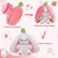 Boneka Kelinci Lucu, Boneka Kelinci Paskah Imut dan Lembut yang Dapat Berubah Menjadi Boneka Buah Kelinci, Bantal Wortel Stroberi