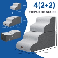 Luxuriöses, modernes, faltbares, tragbares Hundebett mit 3-5 Stufen, waschbarem Bezug, Haustierrampe & Stufenleiter für kleine Hunde und andere Tiere