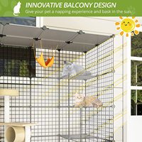 Enclos pour chat de balcon avec plateformes, cages pour chat, niches DIY, cage, grand espace d'exercice, idéal pour les animaux de compagnie