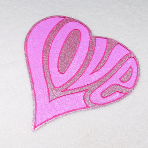Hot Sale Custom Valentine Day <b>Glitter</b> Letter Heart Patch Wife/Love/Wifey/Be Mine Iron on Chenille Patches - Product Image 5