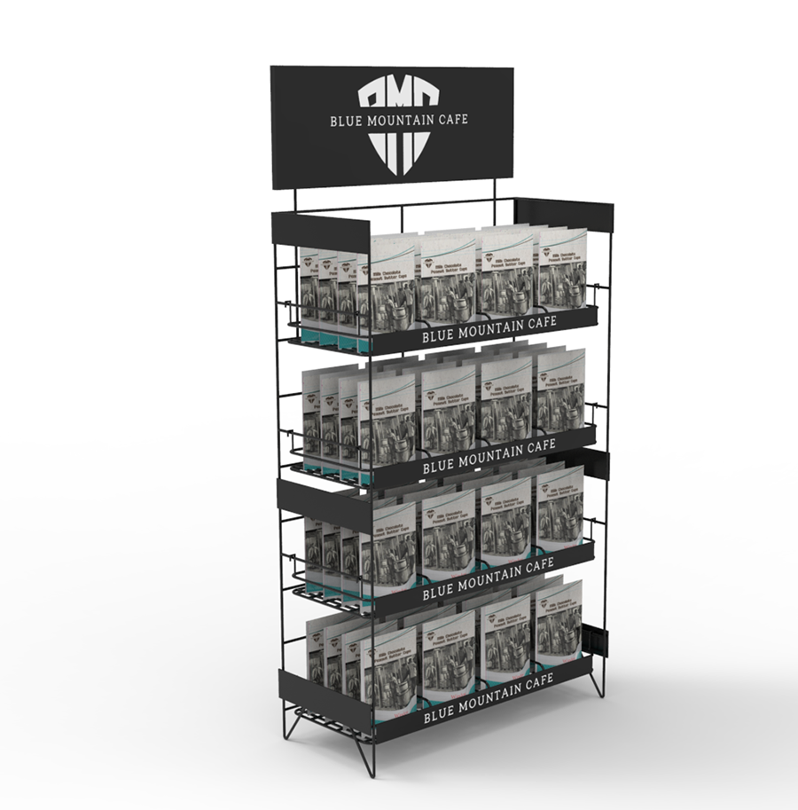 Apache Customized 4-Layer Iron Wire Modern Powder Coated Coffee Storage Floor Display Stand with Custom Logo for Supermarkets — view 2