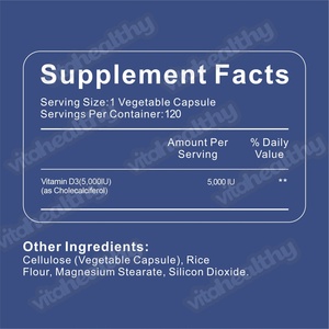 Vitahealthy Oem/Odm Premium Vitamine D3-supplement 5000 Iu D3 Cholecalciferol Gemakkelijk Door Te Slikken Vitamine D3-<span class=keywords><strong>capsules</strong></span> - Product Image 2