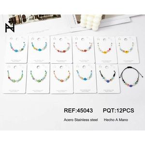 Pulsera de Perlas Pequeñas con Flores, Acero Inoxidable, Hecha a Mano, Juego de 12 Piezas, Regalo Unisex, Estilo Lindo - Product Image 1