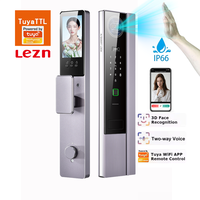 Waterdichte slimme wifi-sloten met palmveen-activering, intercom, bewegingsalarm, gezichtsherkenning, automatische detectie, Tuya-bediening en camera.