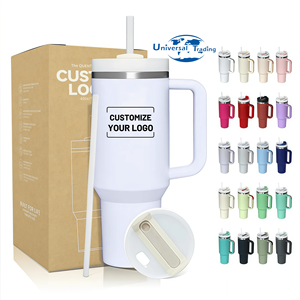 Custom Logo 40oz Stainless Steel Tumbler 304 Cup with Handle and Straw Personalized Coffee Mug and Water Bottle