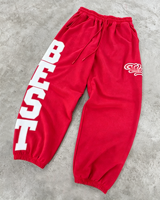 Pantalon de survêtement unisexe coupe ample avec logo personnalisé, taille élastique, taille mi-haute, bas de jambe élastiqués, en tissu 100% coton peigné