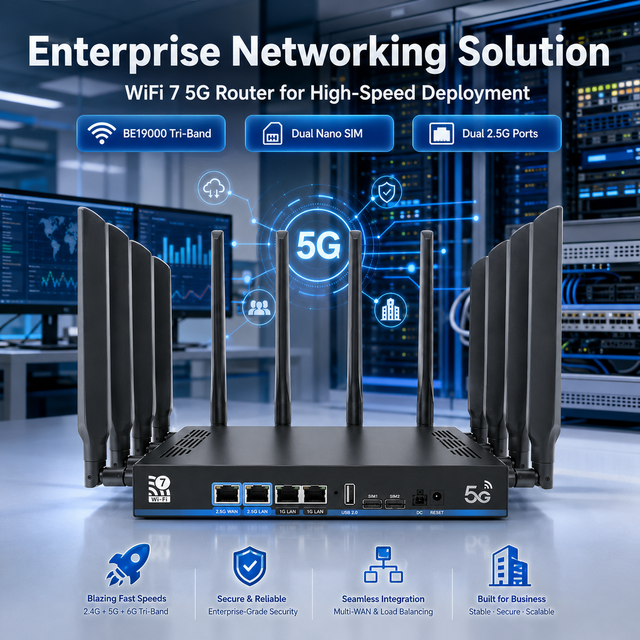 WIFI7 Router OEM ODM Customized Enterprise Wholesale High Speed Wireless Router with Firewall VPN QoS WEP 1000Mbps New