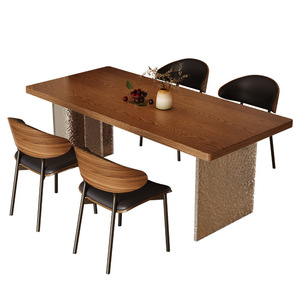 Solid Wood <b>Dining</b> <b>Table</b> And Chair Set <b>4</b> Piece Rectangular Ash Wood Floating Slab <b>Space</b> <b>Saving</b> <b>For</b> <b>Dining</b> Room - Product Image 5