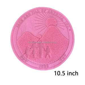 Tondo tutto rosa jjjoa 1938 Jack e Jill di America ciniglia in ferro su toppa ricamata per felpa con cappuccio e giacca - Product Image 5