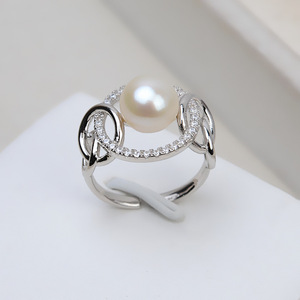 Bague ouverte en argent S925 pour femme, rétro, réglable, 7-8 perles, accessoires de bricolage, 2844, support vide, bague rétro pour le doigt - Product Image 1