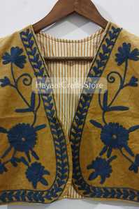 Gilet en coton brodé à la main, motif floral, style bohème chic, veste pour femme, style printemps, longueur normale, haut décoratif - Product Image 2