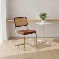 Chaise en rotin de style rétro moderne dossier en bois massif meubles de salle à manger commerciaux créatifs pour la maison de ferme minimaliste en PU PC