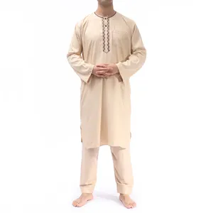 Wholesale Thobe Afghanistan Suit Robe High-grade Cotton And Hemp Fabric Men Muslim Jubah