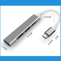 Station d'Accueil USB 3.0 2.0 4 Ports en Alliage d'Aluminium, Hub Adaptateur Type-C 4 en 1 pour Ordinateur de Bureau et Téléphone Portable, Stock Disponible