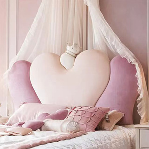Popolare dolce disegno Hart testa del letto per le ragazze tessuto di velluto a forma di corona dura testiera per il letto dei bambini - Product Image 1