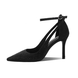 Élégantes Chaussures à Talons Aiguilles Pointues avec Bride Arrière et Sangle Cheville Confortables pour <span class=keywords><strong>Femme</strong></span>, Ornées de Strass, Idéales pour le Bureau, Été comme Hiver - Product Image 4