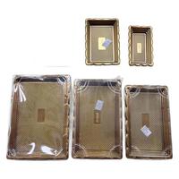 Boîte alimentaire rectangulaire en gros pour la restauration rapide, plateau en plastique PET noir et or, boîte à pâtisserie jetable avec couvercle transparent