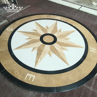 Médaillon et mosaïque en marbre naturel moderne personnalisé Goldtop, motif boussole, découpe au jet d'eau, pour le sol du hall d'hôtel