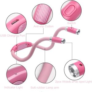 <b>LED</b> Neck Reading Light Rechargeable USB 3 Brightness Levels Flexible Silicone Arms For <b>Bed</b> Reading - Product Image 3