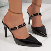 250 en stock – Nouveauté transfrontalière : Chaussures à talons hauts pour femme, grande taille, couleur unie, bout fermé, talon aiguille, bout pointu, collection été