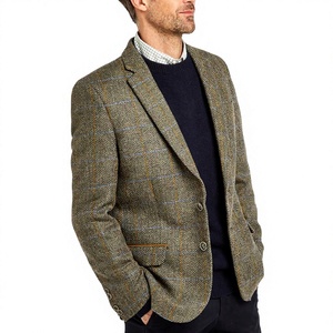 Chaqueta de Tweed Formal de Invierno Hecha a Medida para Hombre, Chaquetas de Tweed de Lana con Cierre de Cremallera, Teñido Liso y Logotipo Personalizado - Product Image 2