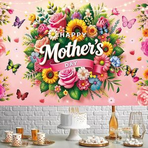 Toile de fond pour la fête des mères, fleurs roses, je t'aime maman, fond photographique, bannière de fête, décoration de photomaton personnalisable - Product Image 4