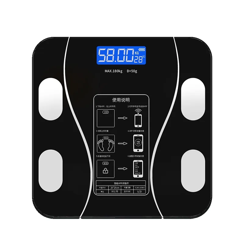 مقياس Balanza culas الرقمي الذكي لدهون الجسم في المنزل التوازن في وزن الحمام مع التطبيق