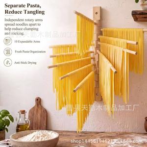 ราวตากบะหมี่ไม้หมุนได้หลายชั้น, ราวตากบะหมี่ติดผนังไม้เนื้อแข็ง - Product Image 2